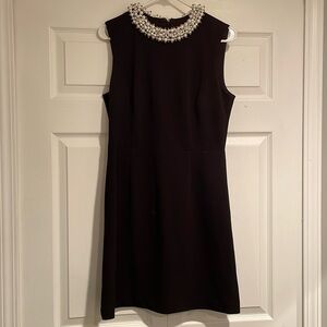 Betsey Johnson - Black Cocktail dress with Pearl and rhinestone necklace detail